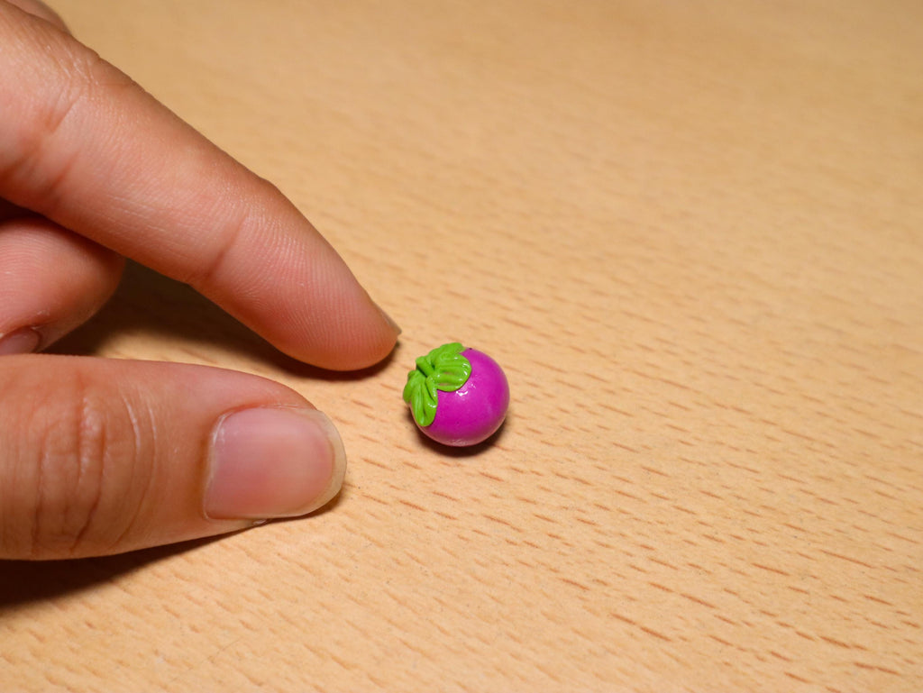Miniature Mangosteen | Set of 2 | Clay Mini Food | Handmade Tiny Fruit | Asian Fruit | Clay Art | Viet Mangosteen | Cute Food | Cute Mini
