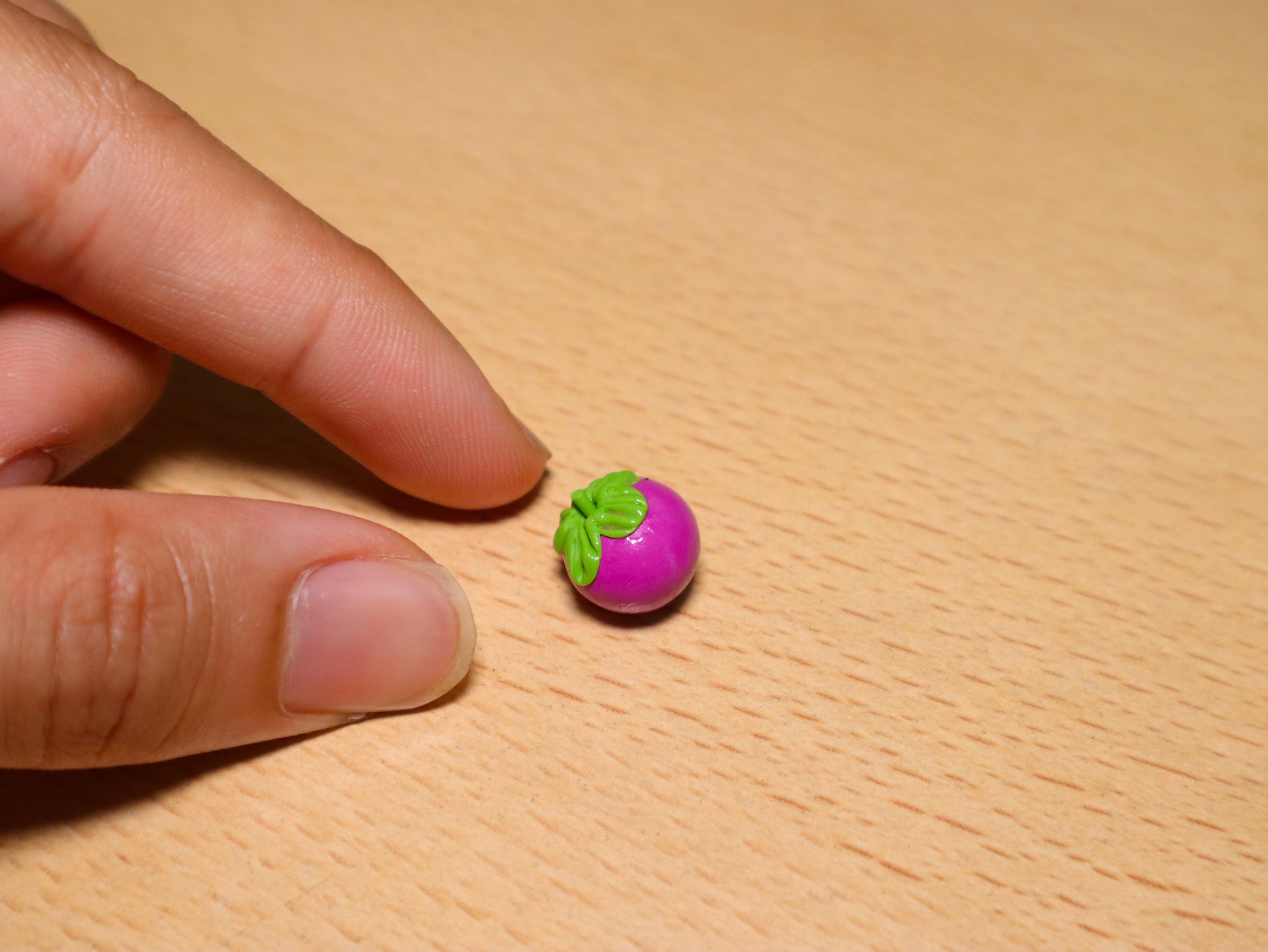 Miniature Mangosteen | Set of 2 | Clay Mini Food | Handmade Tiny Fruit | Asian Fruit | Clay Art | Viet Mangosteen | Cute Food | Cute Mini