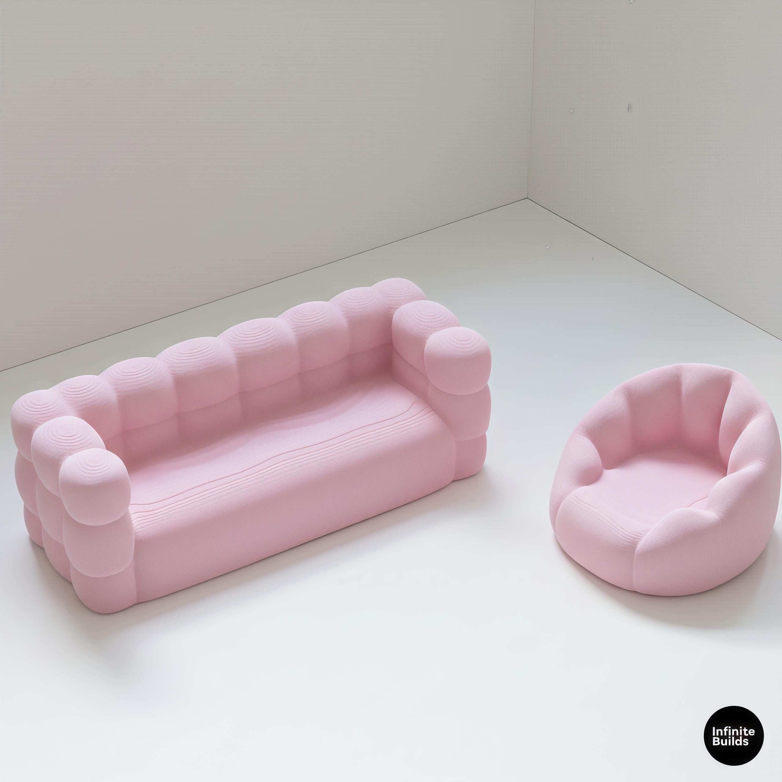 Mini Smiski Furniture Sofa & Bean Bag Set | Desk Display Size | 3D Printed Decor | Cozy Minimal Style | Gift for Figure Collectors