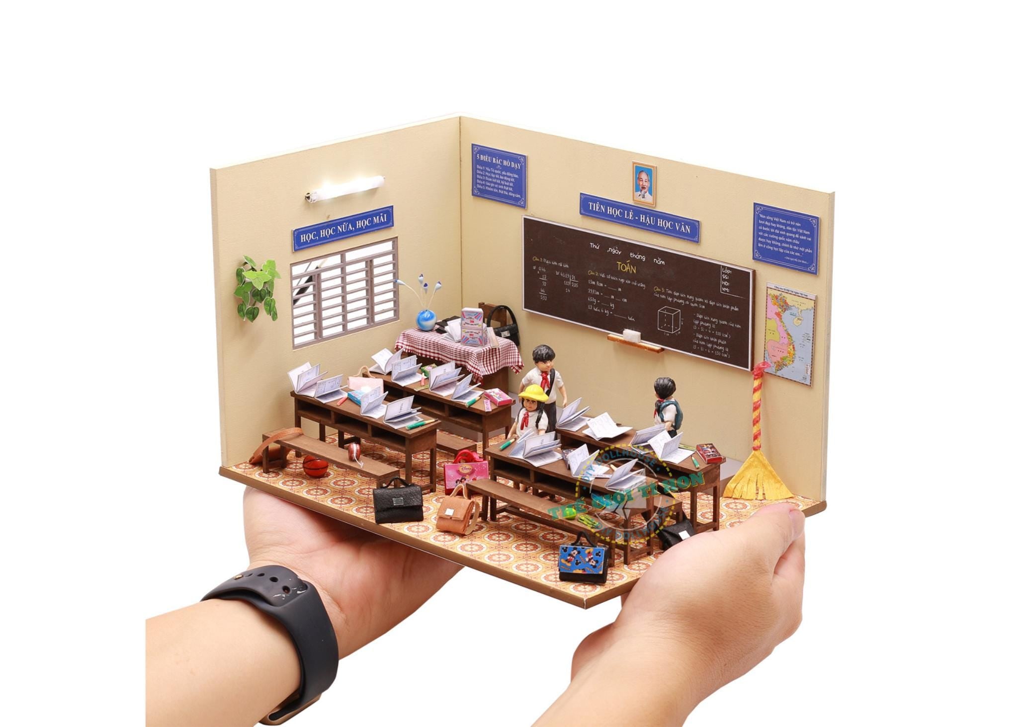 Miniature Vietnamese Classroom DIY Kit: Dollhouse Diorama