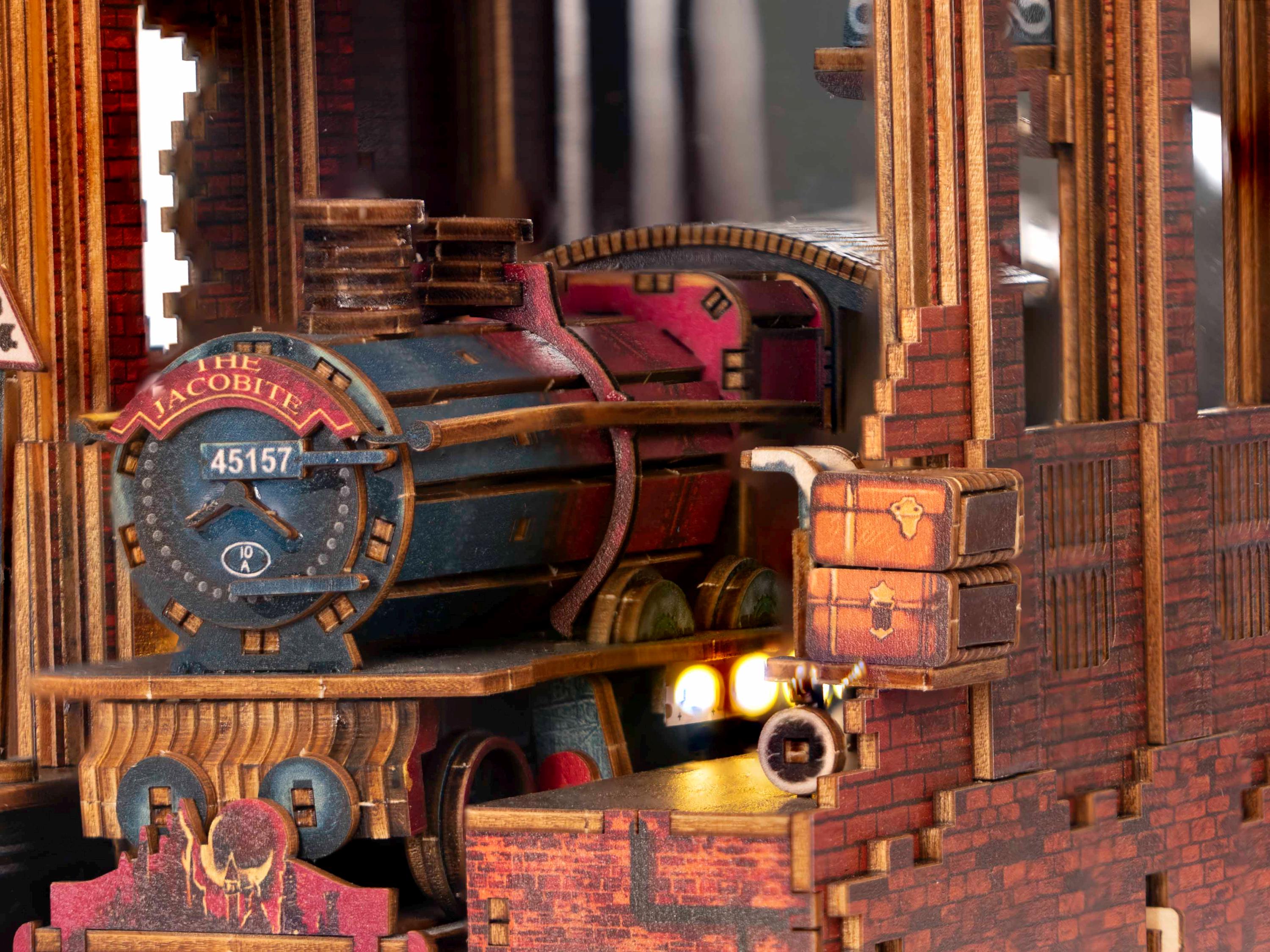 DIY King's Cross Book Nook Kit: Wooden 3D Puzzle with LED Lights