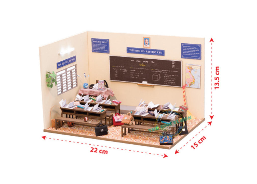 Miniature Vietnamese Classroom DIY Kit: Dollhouse Diorama