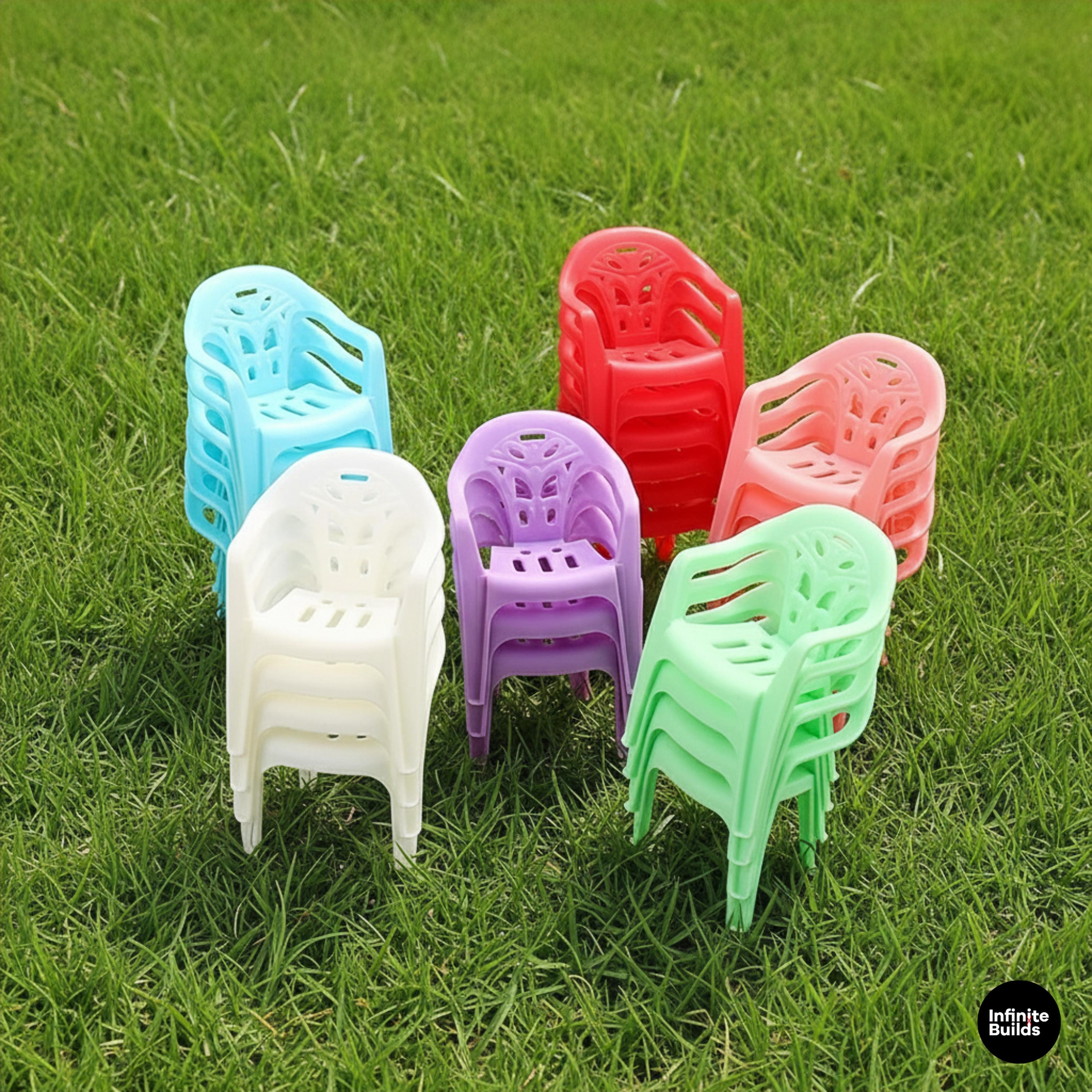 Miniature Vietnamese Plastic Chair Set of 2 | 1:12 Scale Dollhouse Furniture | Tiny Colorful Chairs for Diorama & Street Food Scene