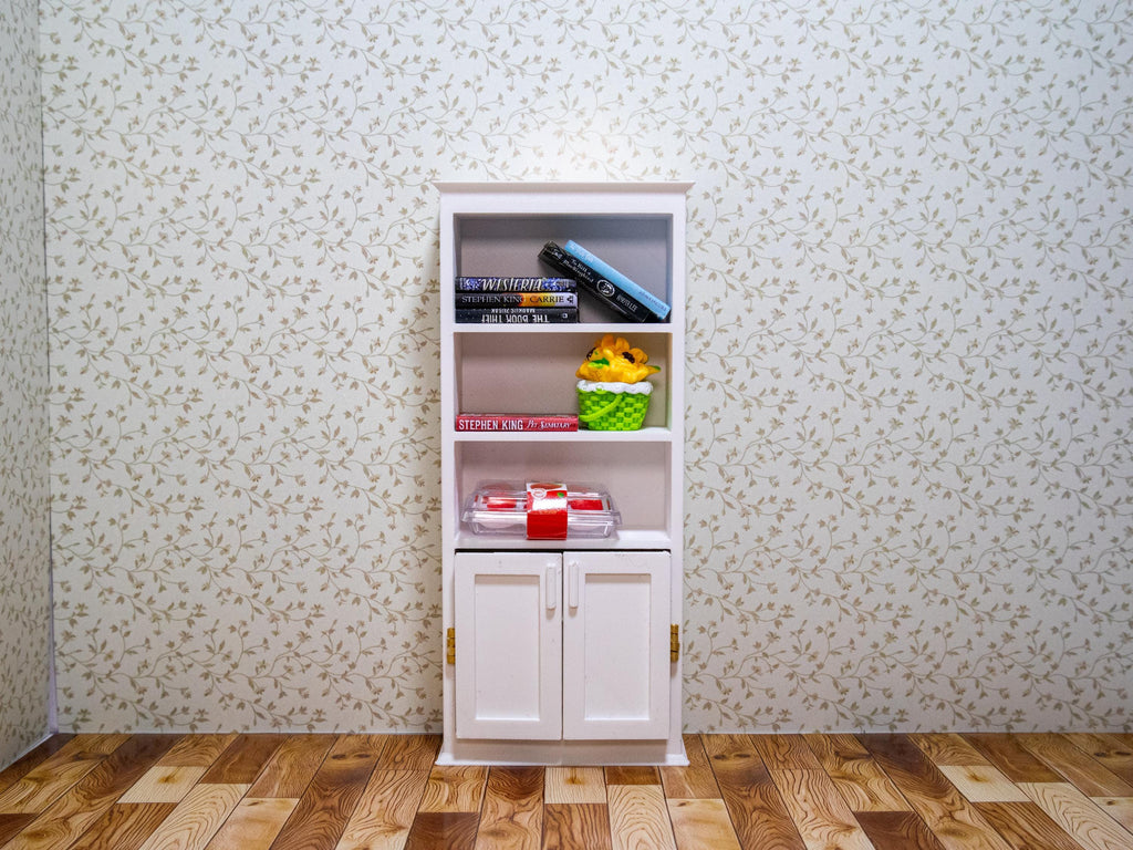 Miniature Classic Tall Bookshelf Set - 1:12 Scale Dollhouse Furniture