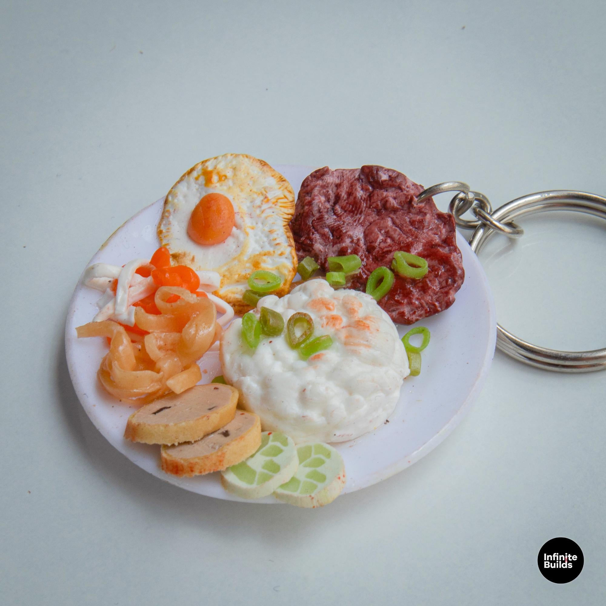 Miniature Com Tam Keychain: Vietnamese Broken Rice Polymer Clay Charm