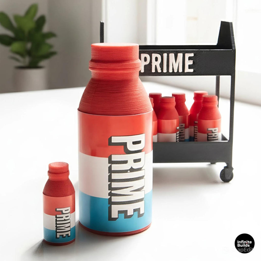 PRIME Miniature Cart and Bottles | WWE-Inspired | Miniatures | Dollhouse | Desk Decoration