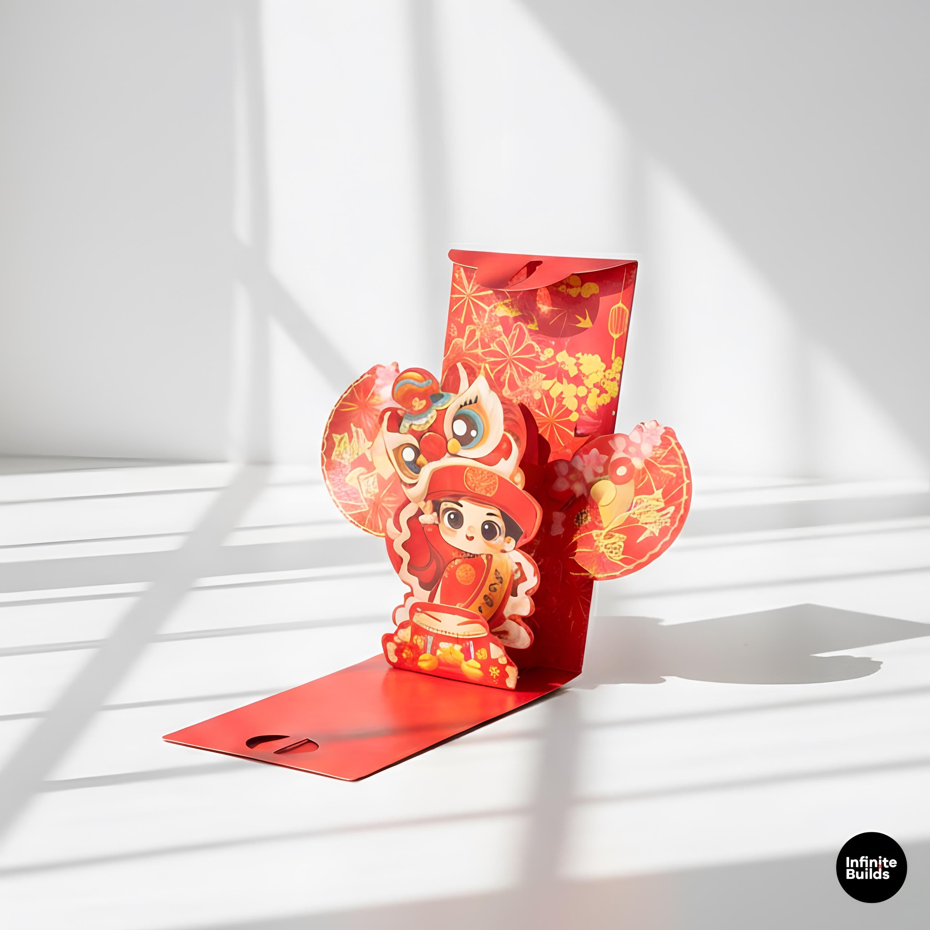 Assorted 3D Red Envelopes – Set of 6 | Earth God Prosperity Theme | Vietnamese Tết Lucky Money | Lunar New Year Decor