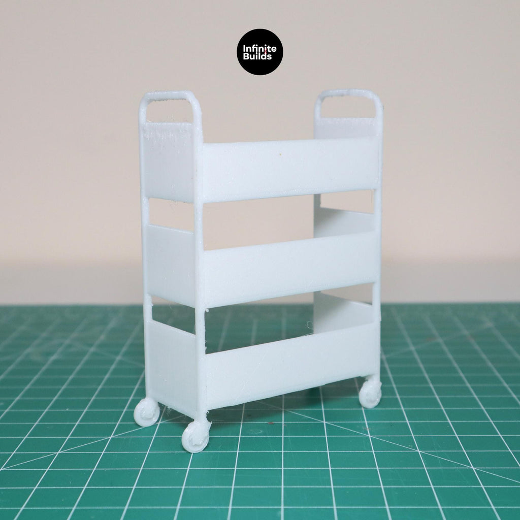 Miniature Library Cart - 3 Shelf Dollhouse Bookcase - 1:12 Scale (Set of 2)