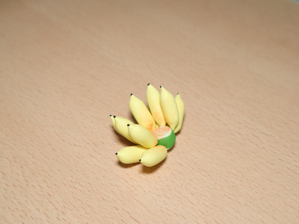 Handmade Miniature Banana Bunch: Polymer Clay Mini Food