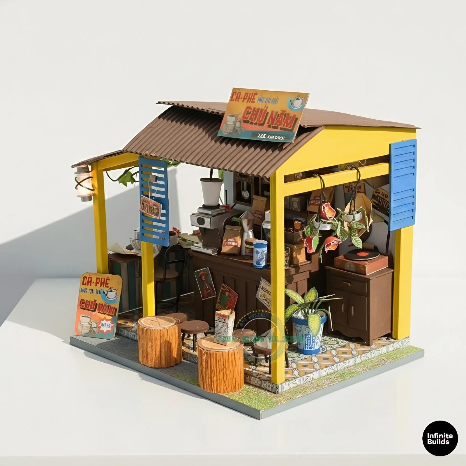 Miniature Vietnam Coffee Shop DIY Kit: Vintage Cultural Decor