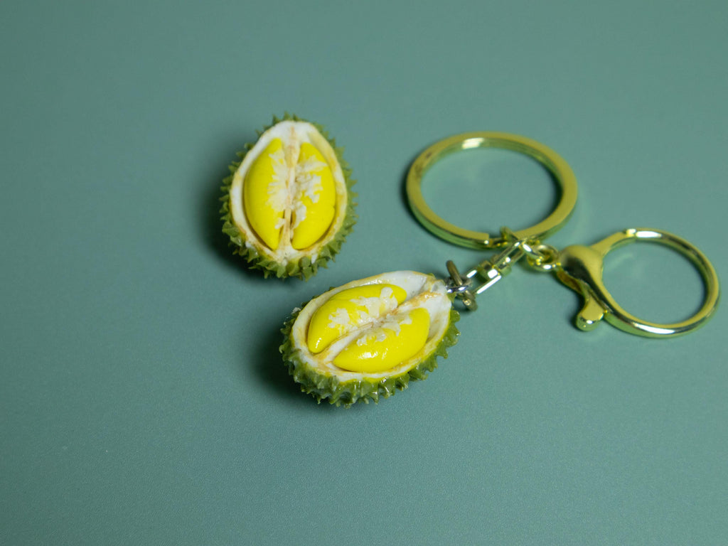Polymer Clay Durian Miniature: Southeast Asian Fruit Keychain or Dollhouse Prop