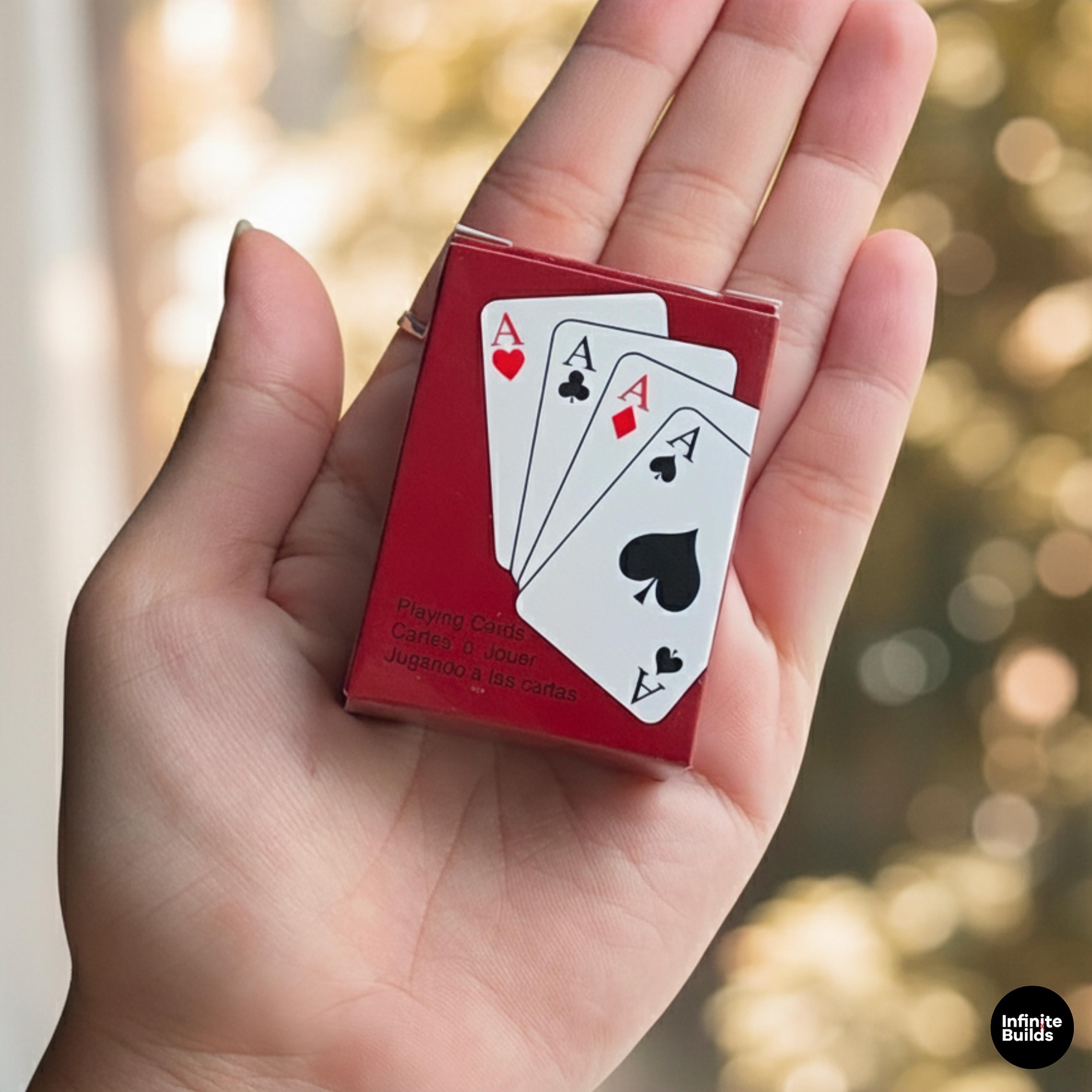 Mini Playing Cards Deck 5x4.5cm | Handmade Vietnamese Miniature | Dollhouse Accessory | Tiny Poker Deck for Diorama or Collectors