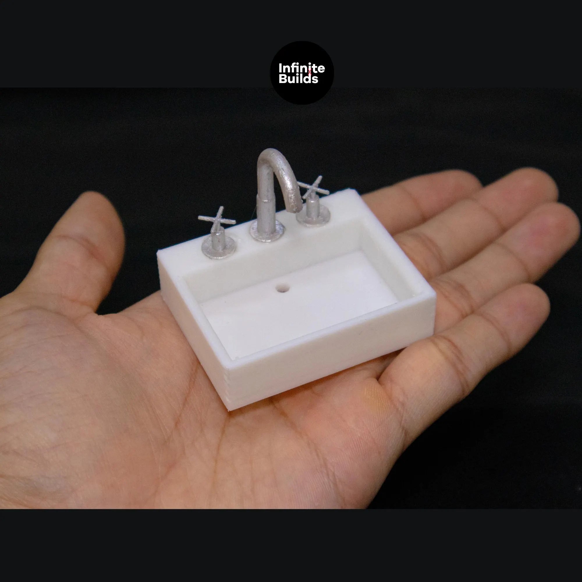 Miniature 1:12 Small Simple Sink with Faucet | Mini Kitchen Sink | Personalized Faucet Colors | Bathroom Sink | Dollhouse Sink