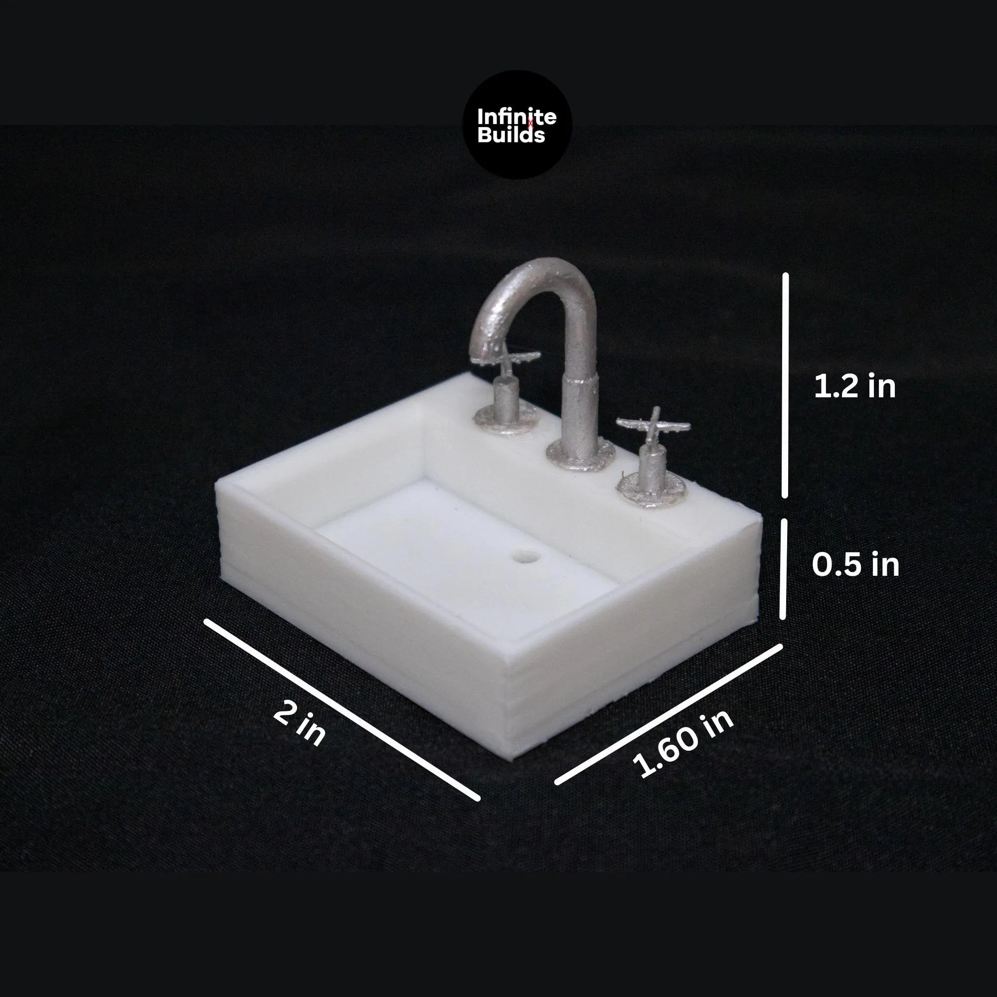 Miniature 1:12 Small Simple Sink with Faucet | Mini Kitchen Sink | Personalized Faucet Colors | Bathroom Sink | Dollhouse Sink