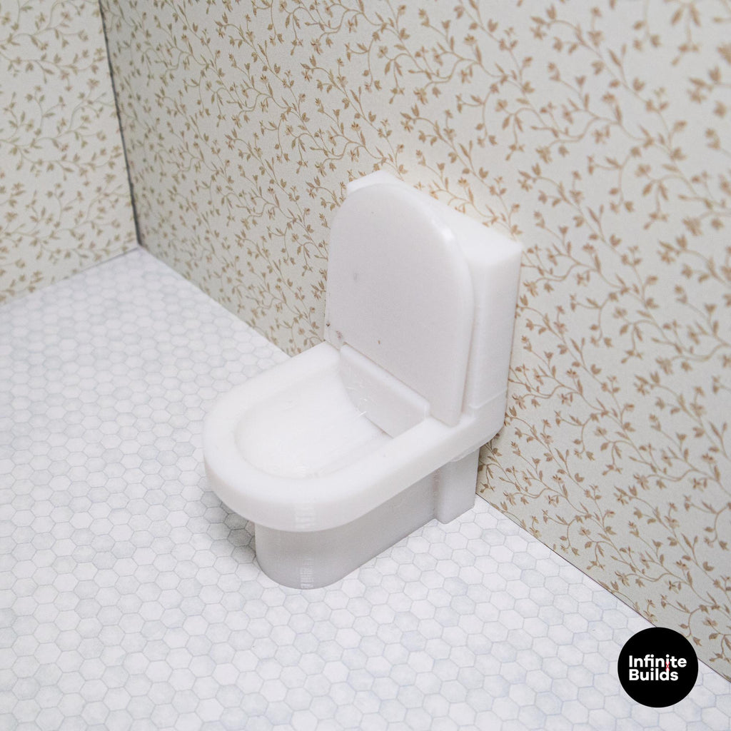 Miniature Modern Dollhouse Toilet 1:12 Scale | Set of 2