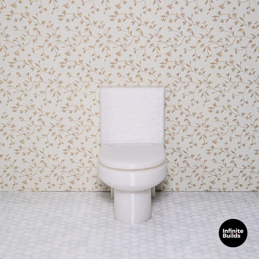 Miniature Modern Dollhouse Toilet 1:12 Scale | Set of 2