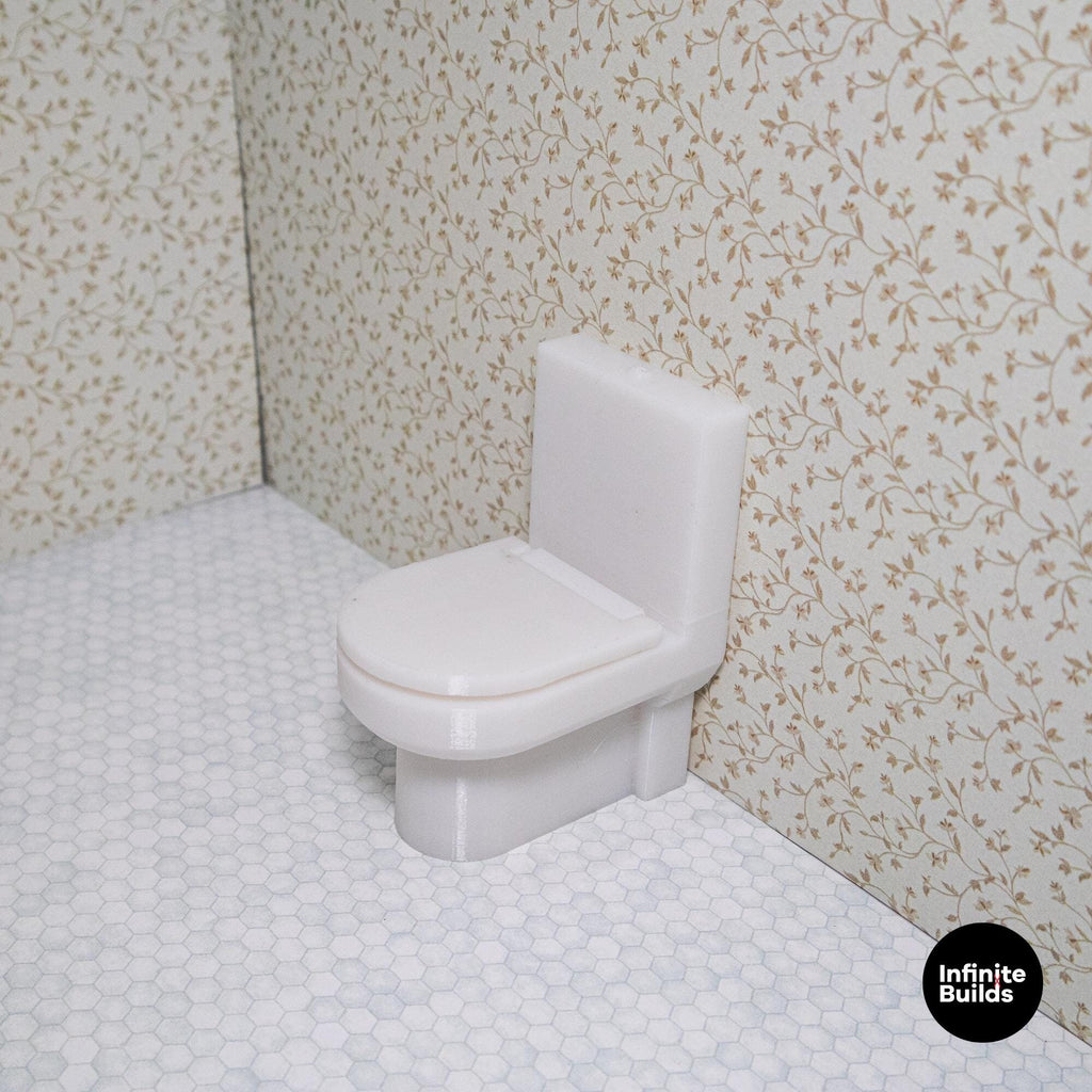 Miniature Modern Dollhouse Toilet 1:12 Scale | Set of 2
