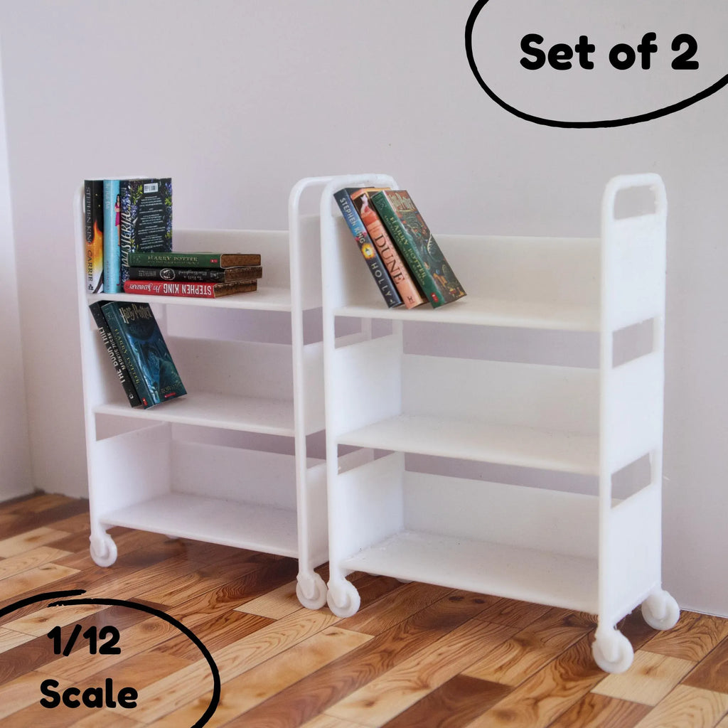 Miniature Library Cart 1:12 Scale | Set of 2