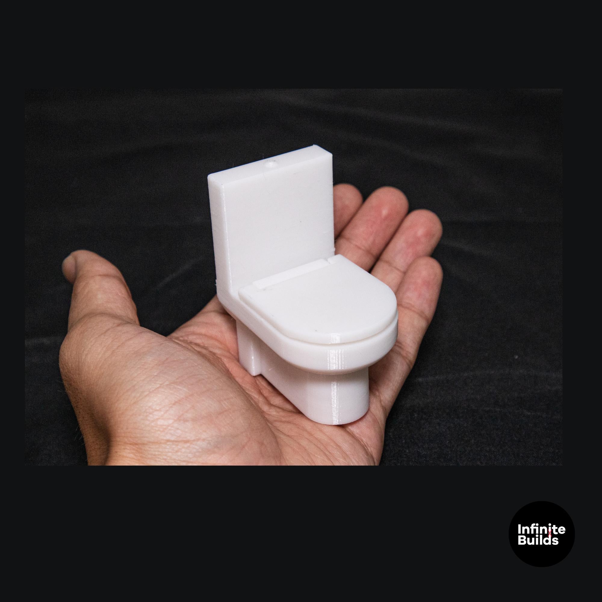 Miniature Modern Dollhouse Toilet 1:12 Scale | Set of 2