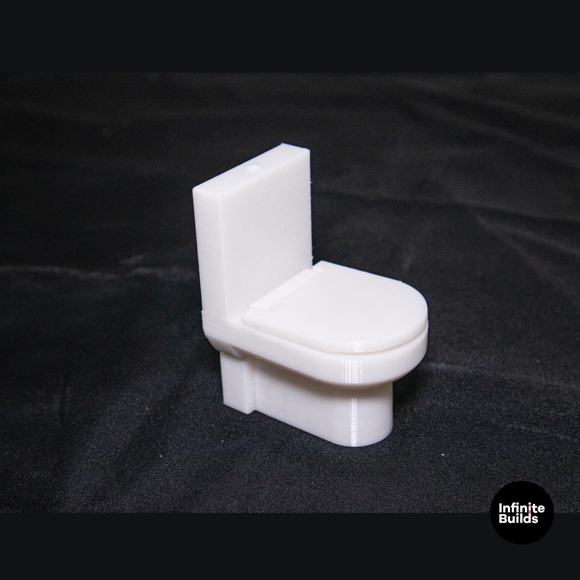 Miniature Modern Dollhouse Toilet 1:12 Scale | Set of 2
