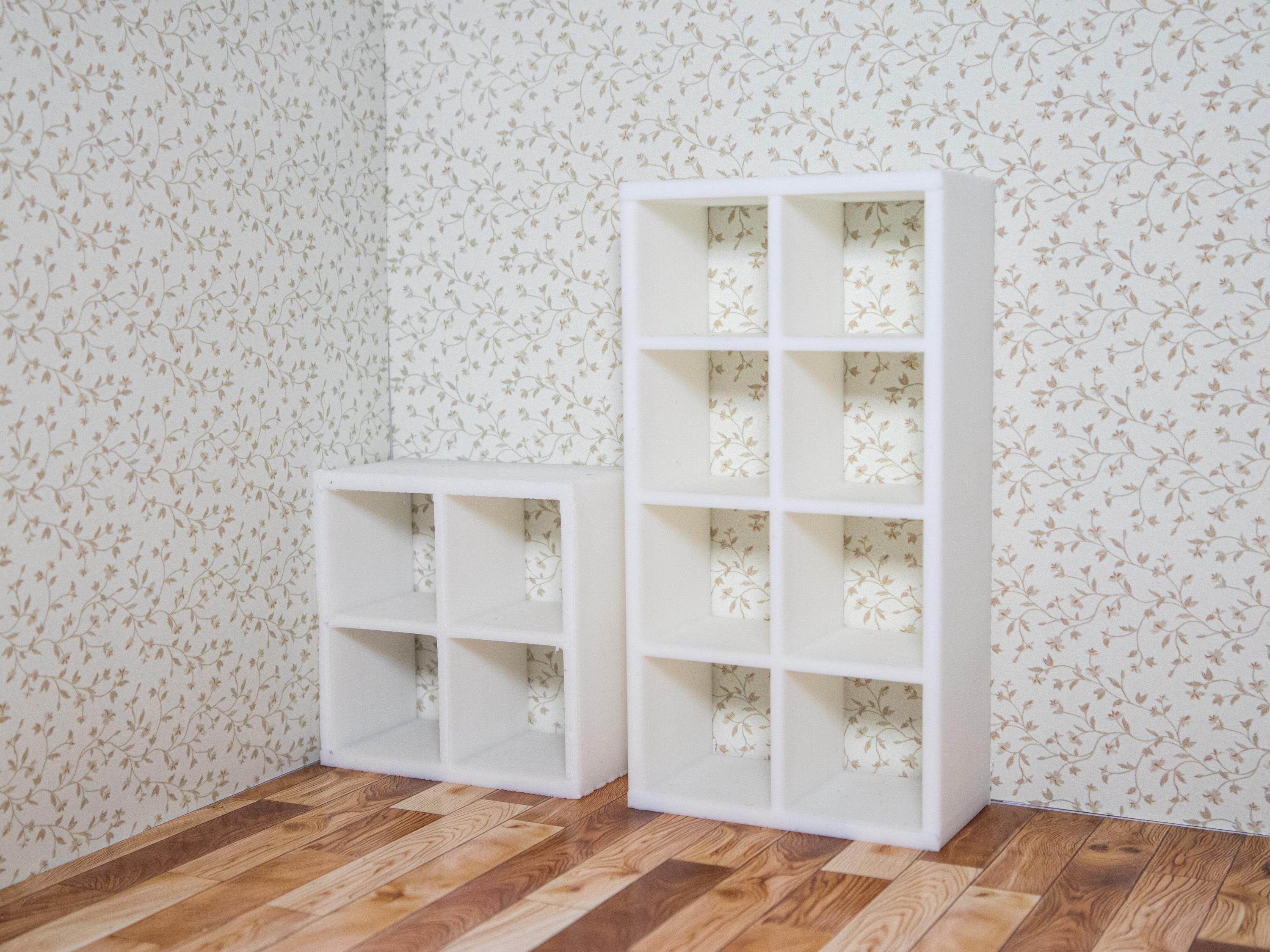 Miniature Ikea Kallax Shelves | 1:12 Scale | Dollhouse Shelves | Mini Living Room | Mini Furniture | Roombox Furniture | Miniature Storage