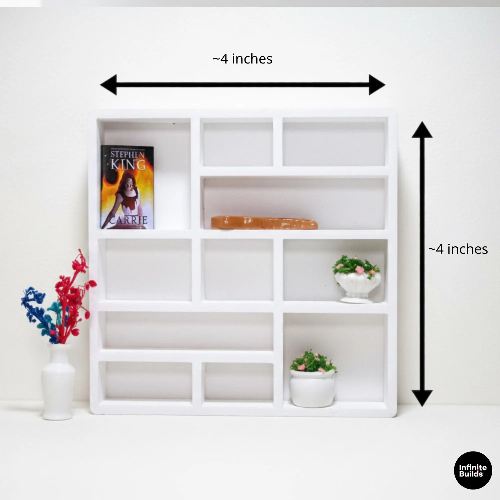 Miniature 1:12 Multi-tiered Shelf | Set of 2 | Dollhouse Shelf | Miniature Bookshelf | Mini Shelf for Decor | Customizable Colors