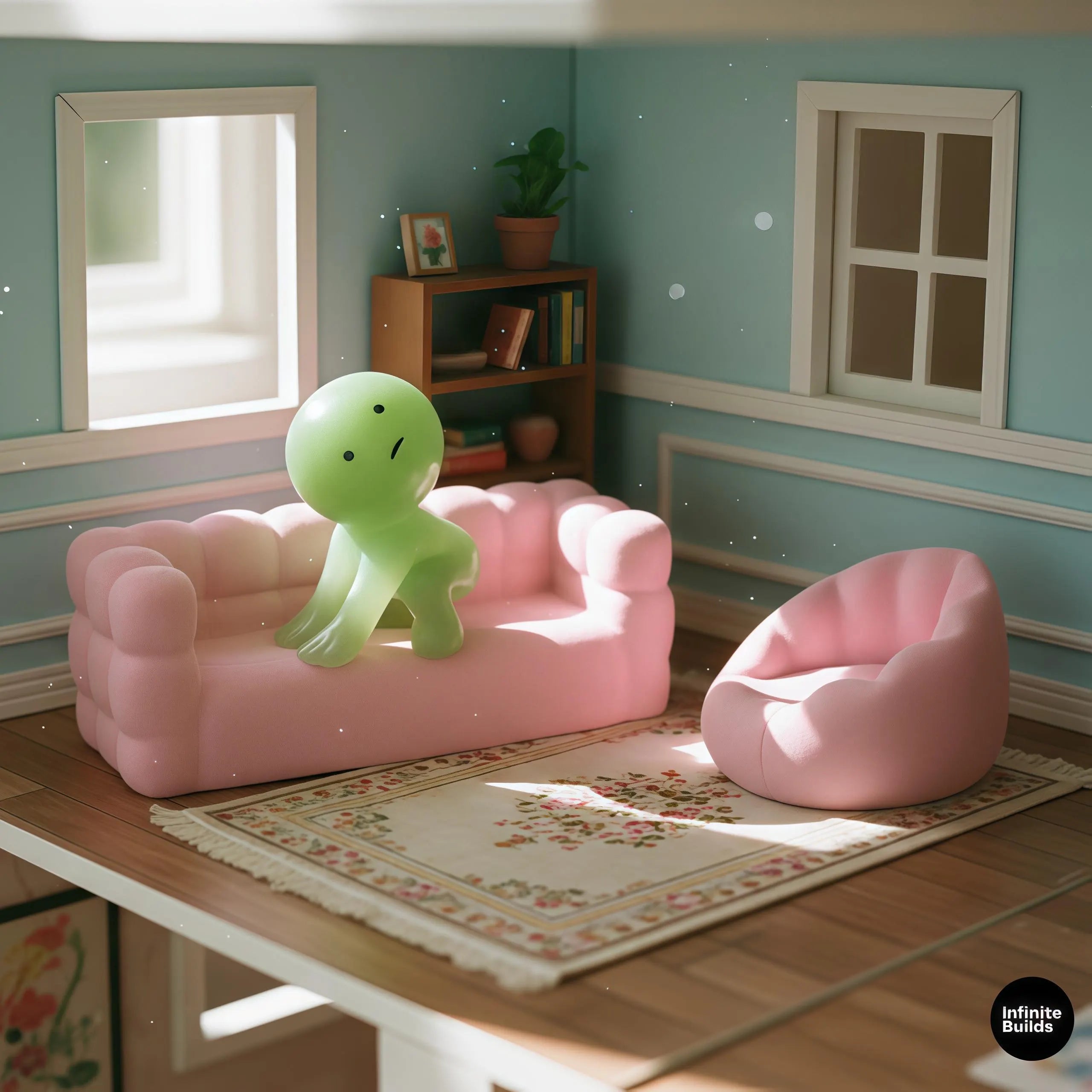 Mini Smiski Furniture Sofa & Bean Bag Set | Smiski Sofa Set Single & Long Couch | Desk Display Size | 3D Printed Decor | Cozy Minimal Style | Gift for Figure Collectors