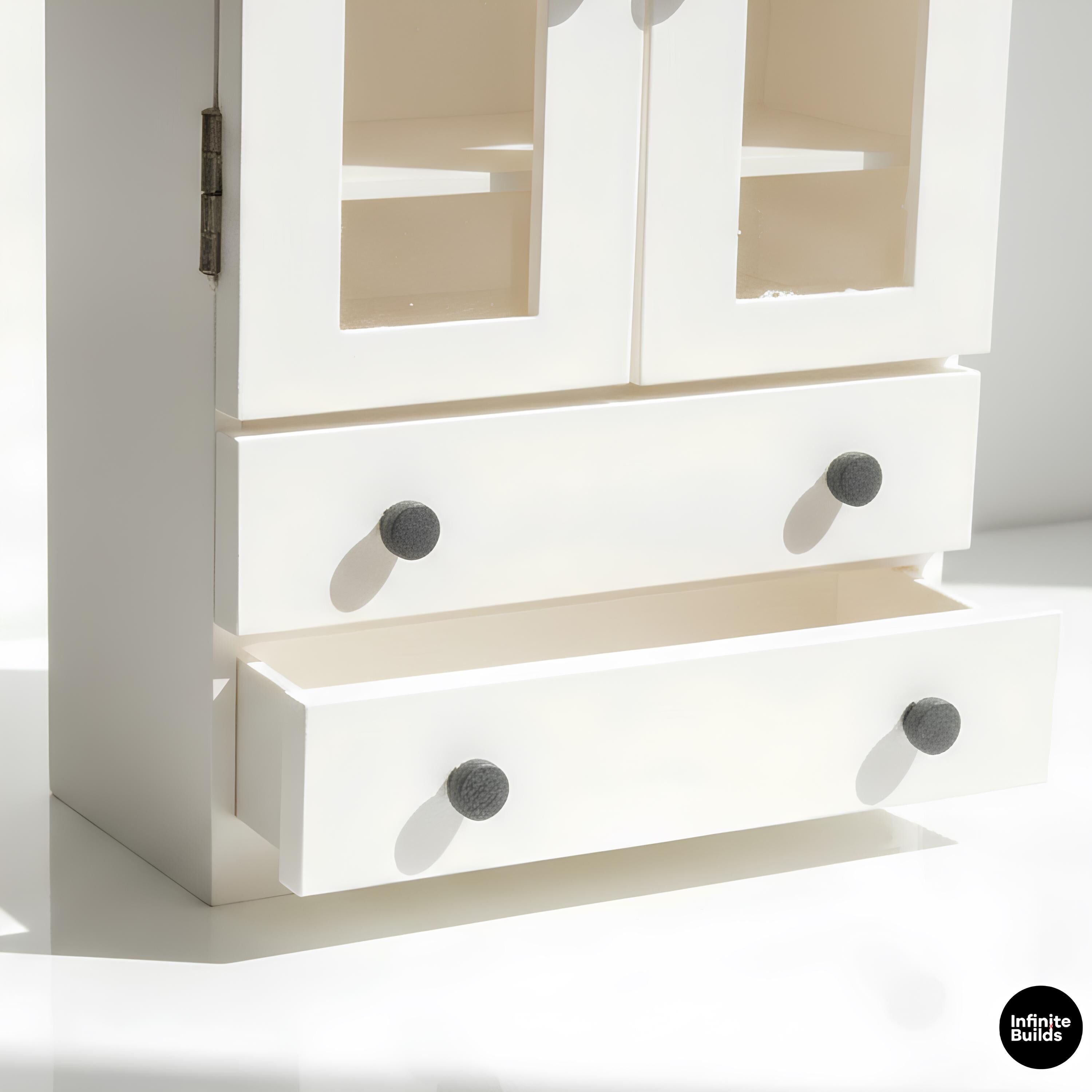 Miniature Double Door Cupboard | 1:12 Scale 3D Printed Cabinet | Dollhouse Storage Furniture | Desk Decor | Gift for Collectors
