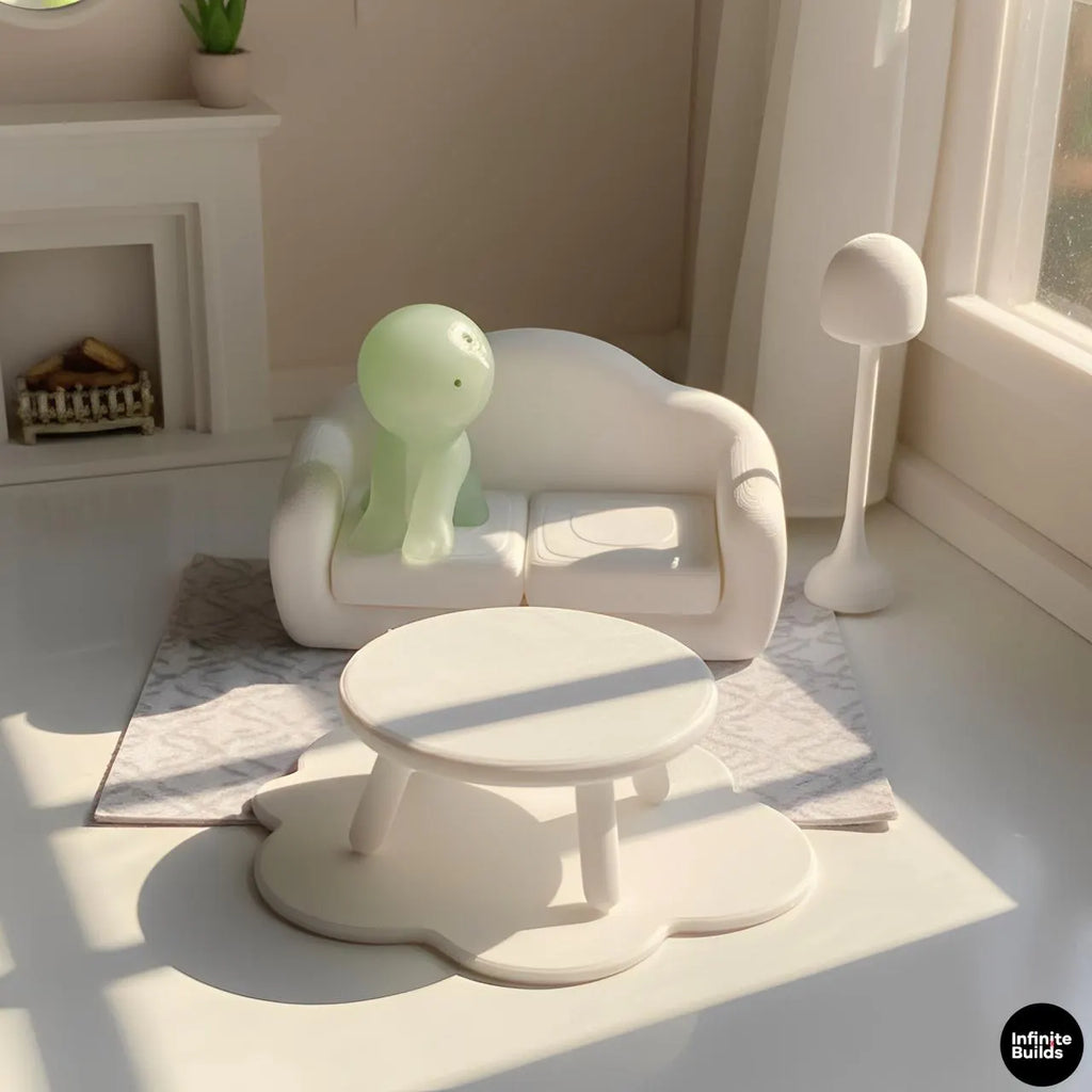 Smiski Furniture Set | Mini Living Room Decor | 1:12 Scale 3D Printed Smiski Sofa Table Lamp | Desk & Shelf Display Gift
