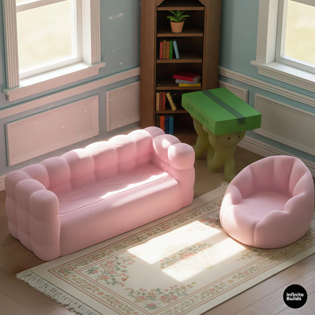 Mini Smiski Furniture Sofa & Bean Bag Set | Smiski Sofa Set Single & Long Couch | Desk Display Size | 3D Printed Decor | Cozy Minimal Style | Gift for Figure Collectors
