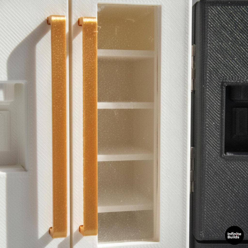Double Door Mini Fridge 1:12 | 3D Printed Dollhouse Refrigerator | Mini Kitchen Decor | Modern Mini Furniture | Gift for Collectors