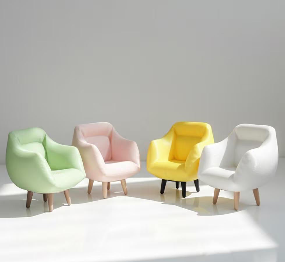 Mini Modern Sofa Chair | 1:12 Dollhouse Furniture | 3D Printed Lounge Chair | Minimal Dollhouse Decor | Gift for Collectors