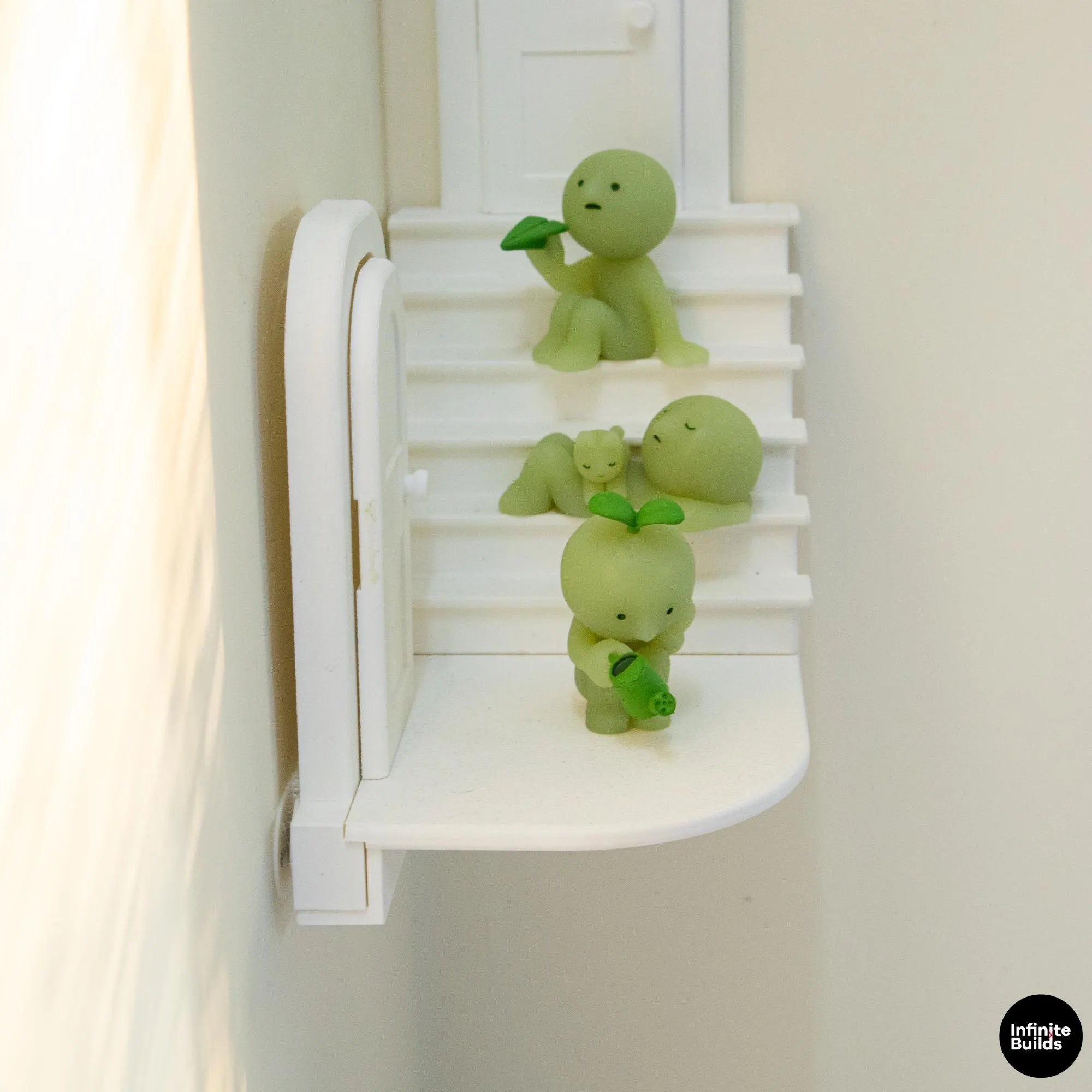 Mini Staircase Wall Shelf | Fits 1:12 Scale | PLA plastic | Smiski’s Furniture Style | Dollhouse Wall Decor | Cute Mini Display Shelf