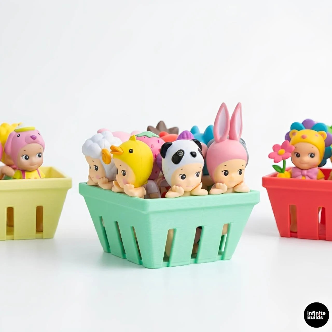Set of 2 Mini Basket Display | 3D Printed PLA | Sonny Angel Hippers Basket | Cute Storage Decor | Dollhouse Miniature | Gift for Collectors
