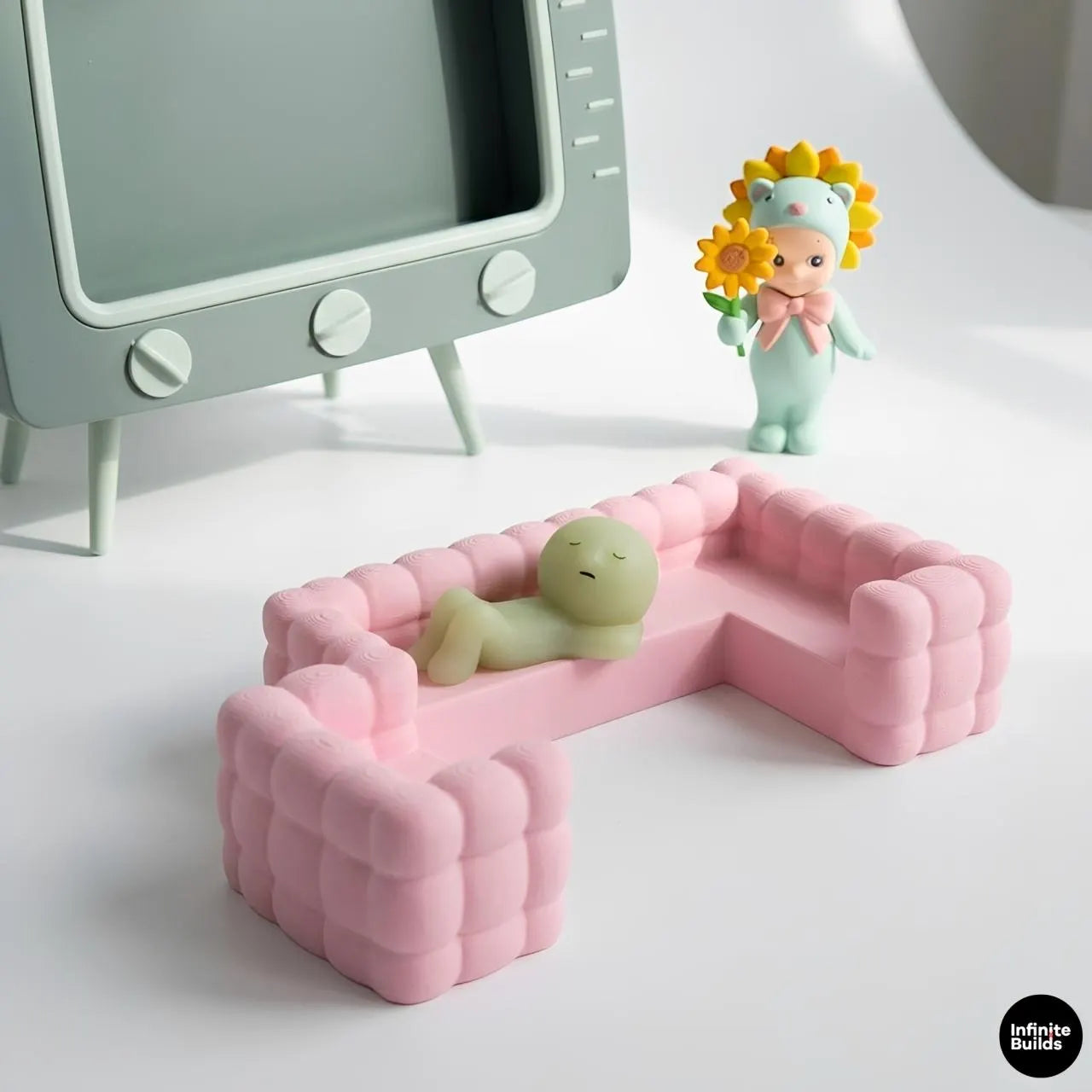 Smiski Sofa Set Single & Long Couch | Mini Furniture Display | Kawaii Desk Decor | Smiski Furniture | Collector Gift