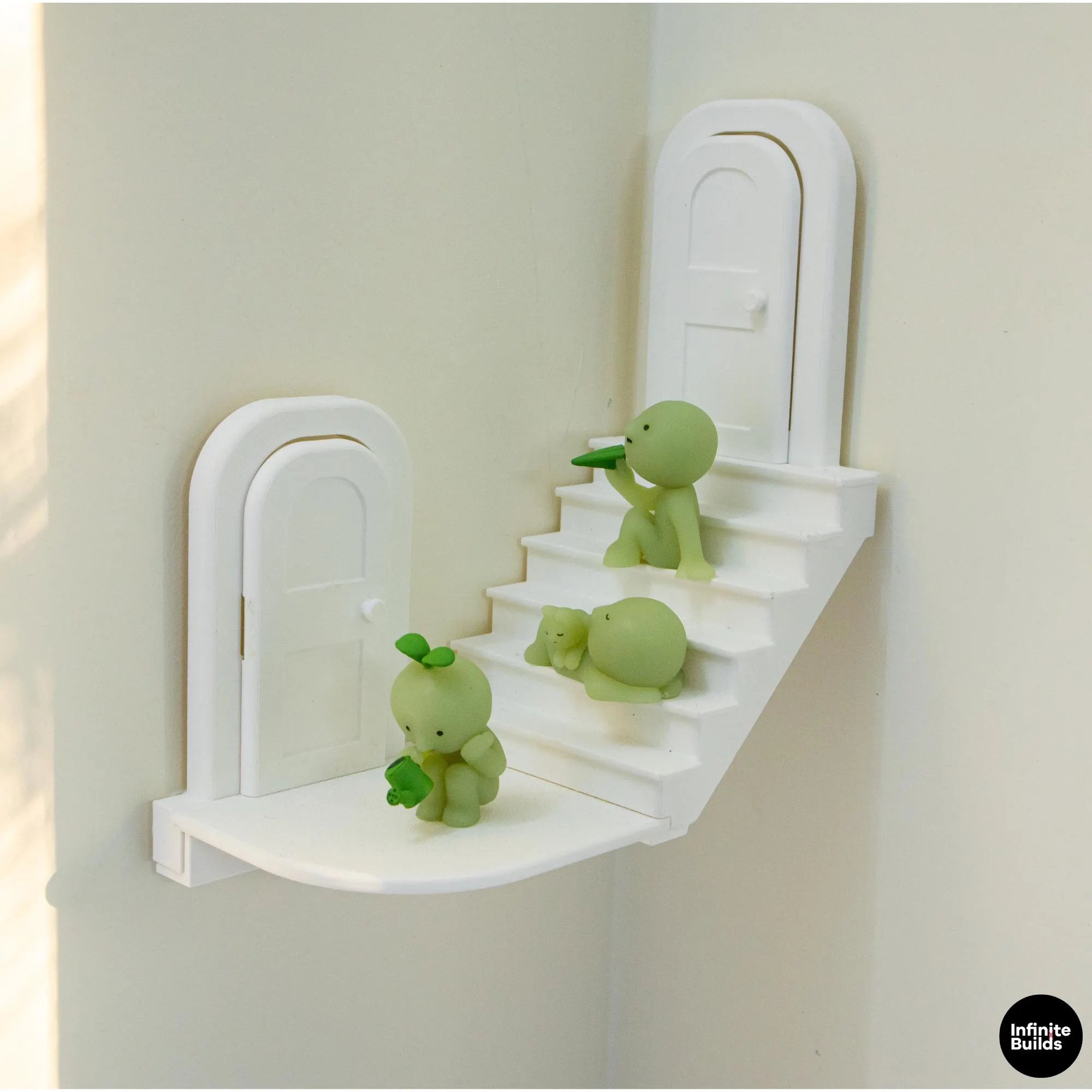 Mini Staircase Wall Shelf | Fits 1:12 Scale | PLA plastic | Smiski’s Furniture Style | Dollhouse Wall Decor | Cute Mini Display Shelf