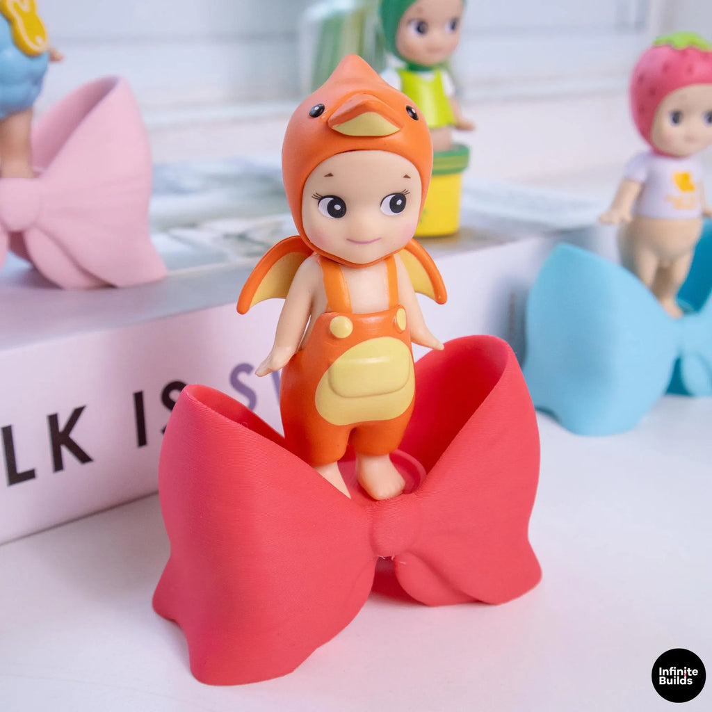 Sonny Angel Bow Tie Display Stand | 1:12 Scale | 3D Printed Mini Holder | Kawaii Desk Decor | Smiski Furniture Style | Gift for Collectors