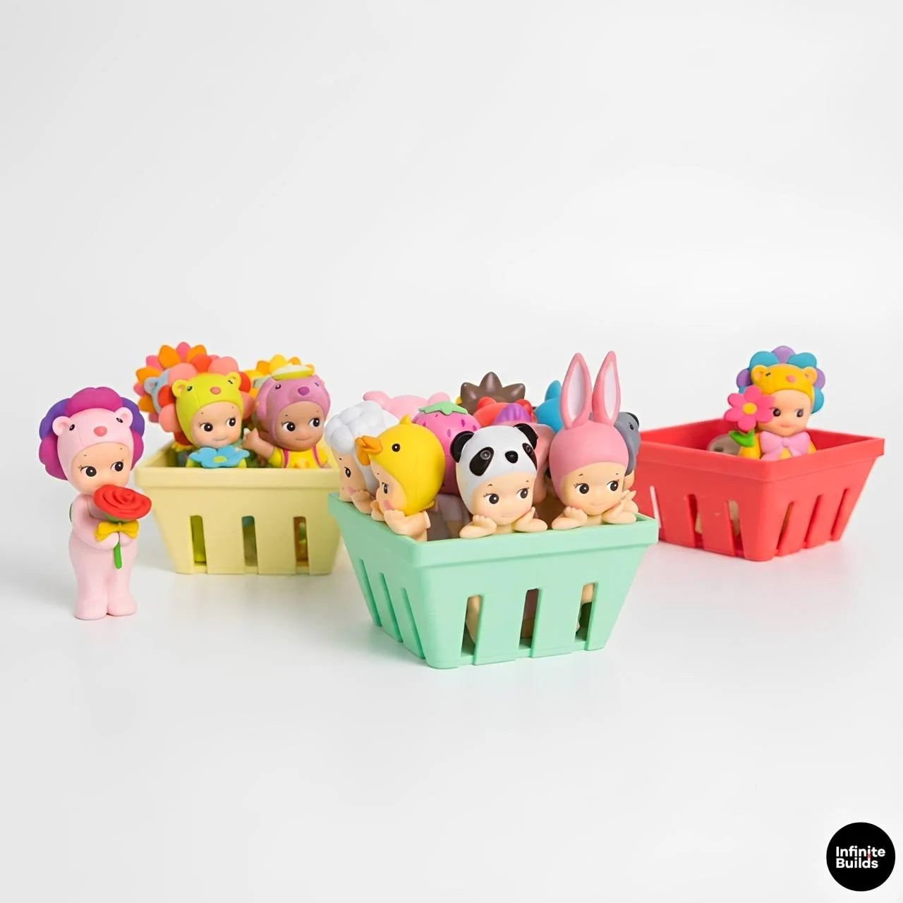 Set of 2 Mini Basket Display | 3D Printed PLA | Sonny Angel Hippers Basket | Cute Storage Decor | Dollhouse Miniature | Gift for Collectors