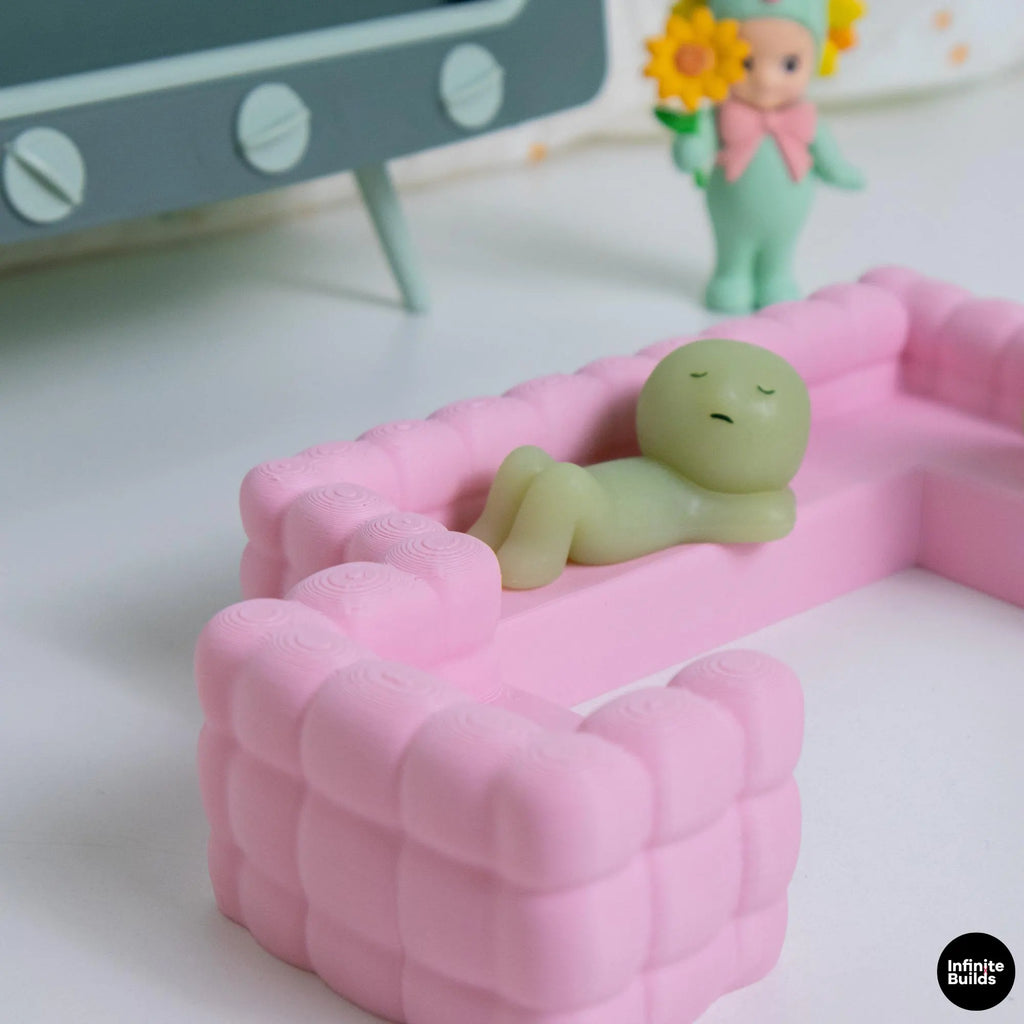 Smiski Sofa Set Single & Long Couch | Mini Furniture Display | Kawaii Desk Decor | Smiski Furniture | Collector Gift