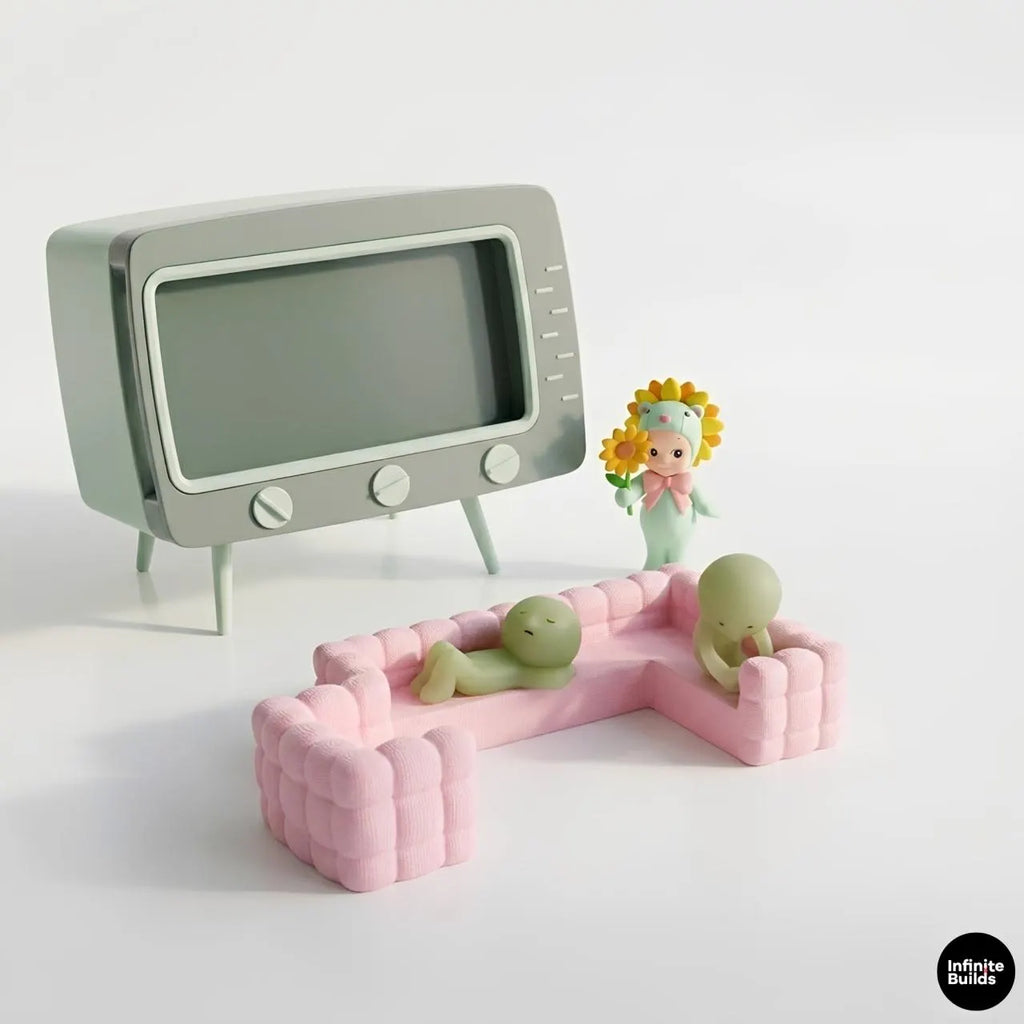 Smiski Sofa Set Single & Long Couch | Mini Furniture Display | Kawaii Desk Decor | Smiski Furniture | Collector Gift