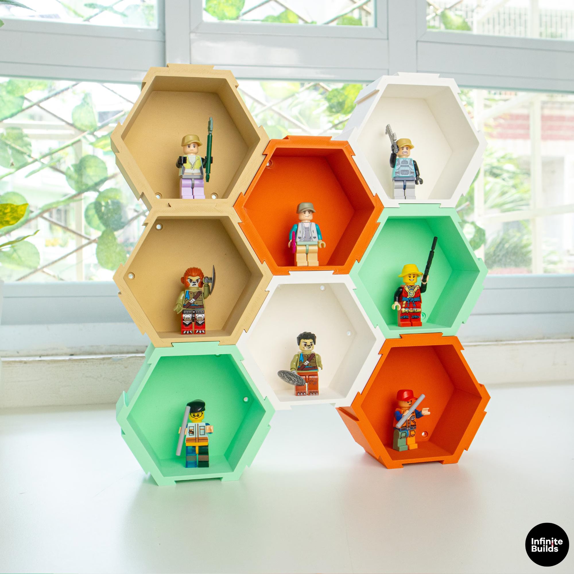 Lego Figurine Honeycomb Shelf | Modular Hexagon Display Shelf | Toy Figure Storage | Desk Decor for Mini Collectibles | Gift for Collectors