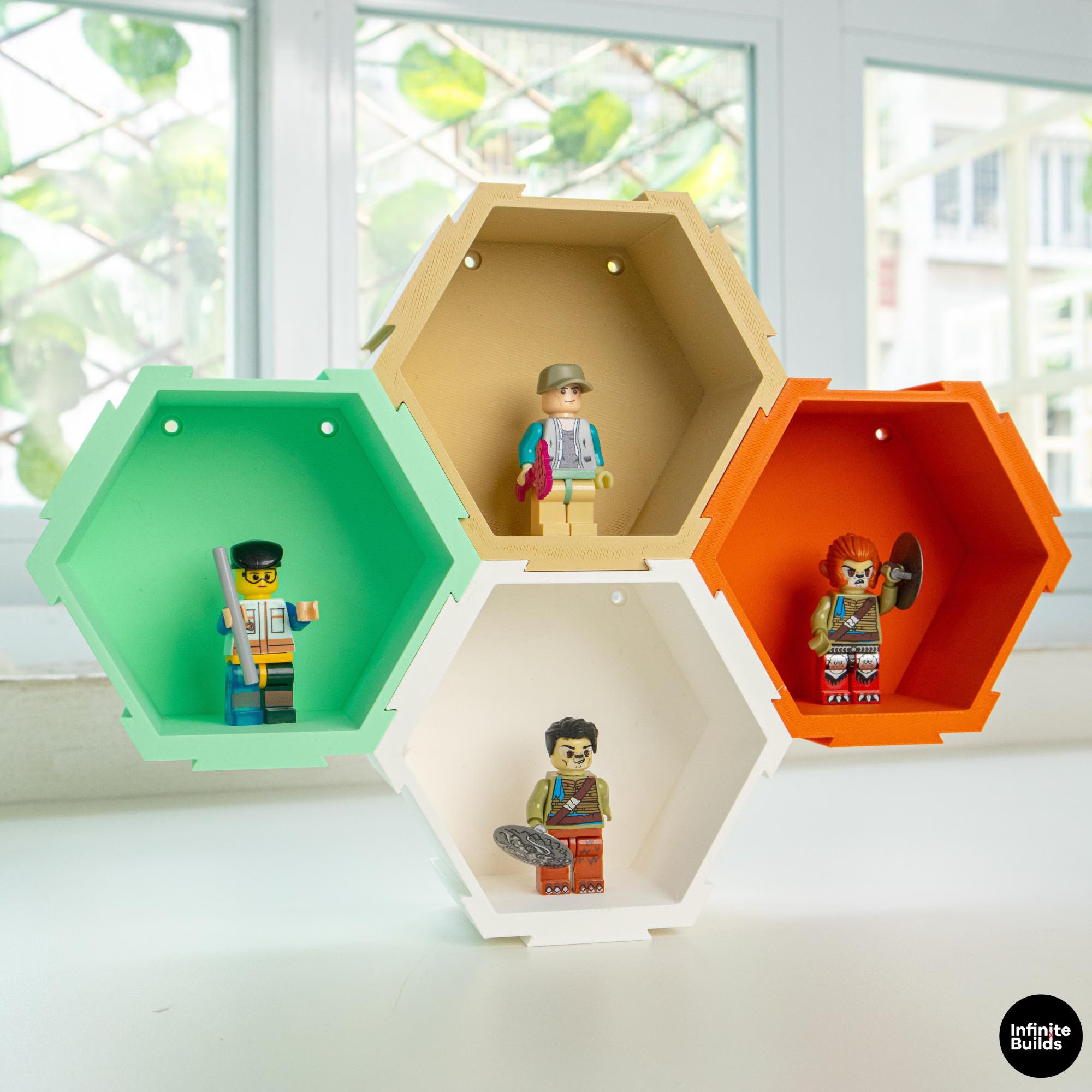 Lego Figurine Honeycomb Shelf | Modular Hexagon Display Shelf | Toy Figure Storage | Desk Decor for Mini Collectibles | Gift for Collectors