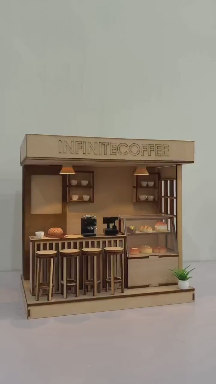 Infinite Coffee Laser Cut Wooden Miniature Kit 1:24
