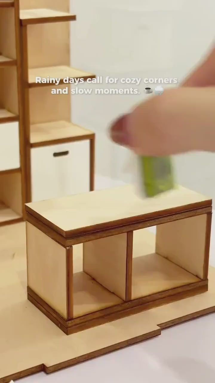 DIY Miniature Living Room Wooden Kit