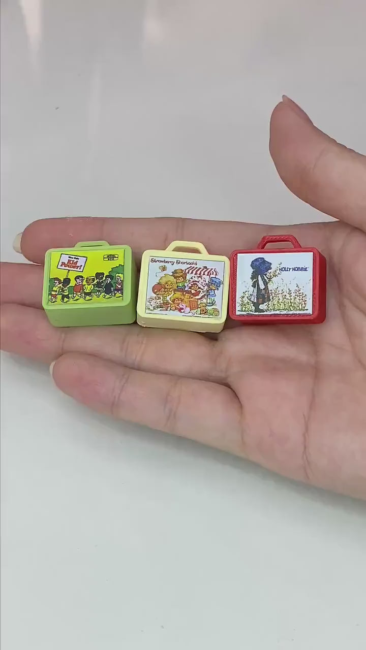 Miniature Retro Lunchbox Set of 2 | 1:12 Scale Dollhouse Accessories | Vintage Toy Box Collectibles | Diorama Prop | Handmade Mini Lunch Box