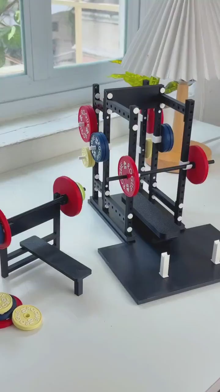 Fitness Powerlifting PR Tracker | 1:12 Mini Gym Bench Press Set | Custom Personal Record Display | Dollhouse Gym Decor | Gift for Gym Lovers