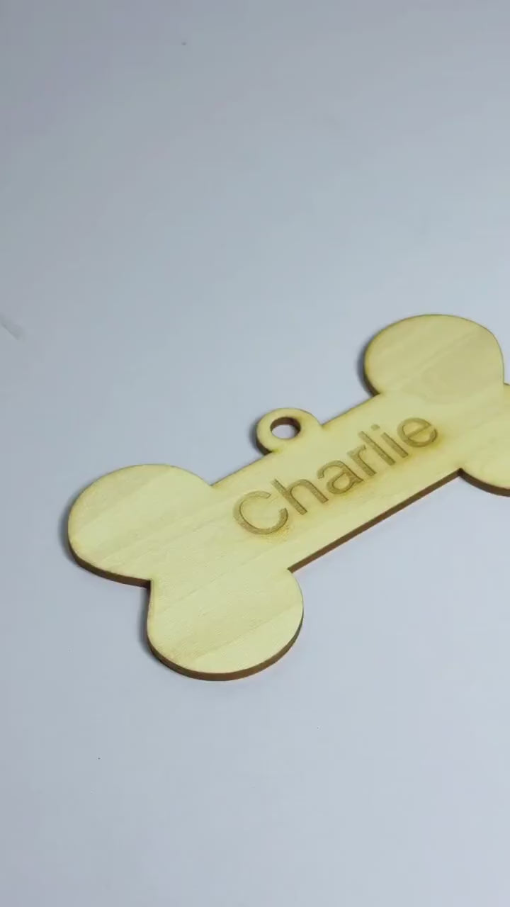 Personalized Wooden Dog Bone Tag