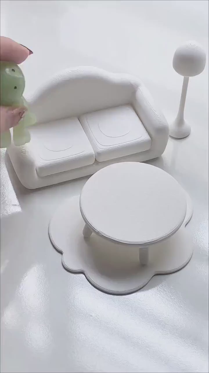 Smiski Furniture Set | Mini Living Room Decor | 1:12 Scale 3D Printed Smiski Sofa Table Lamp | Desk & Shelf Display Gift