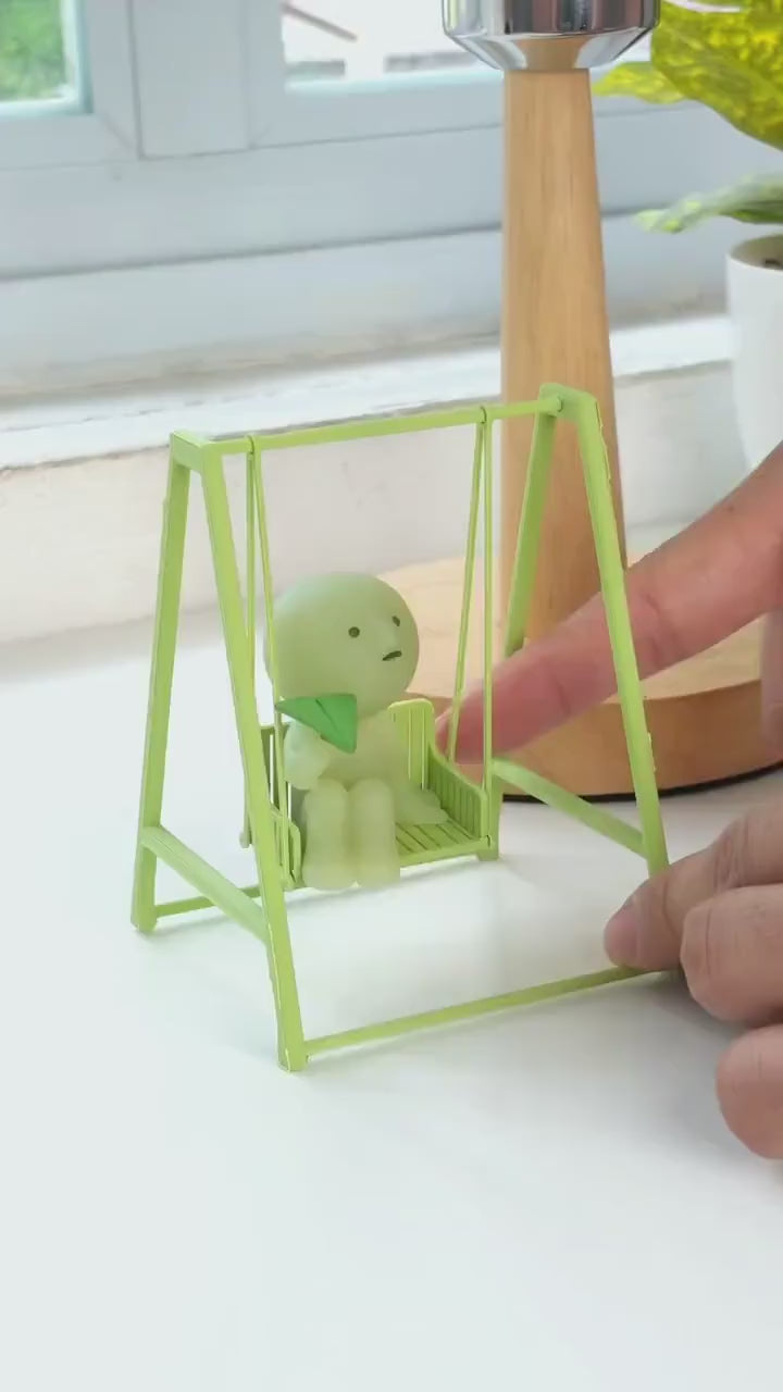 Smiski Swing Chair | Mini Dollhouse Swing | Tiny Garden Bench | Miniature Outdoor Furniture | Cute Display Decor